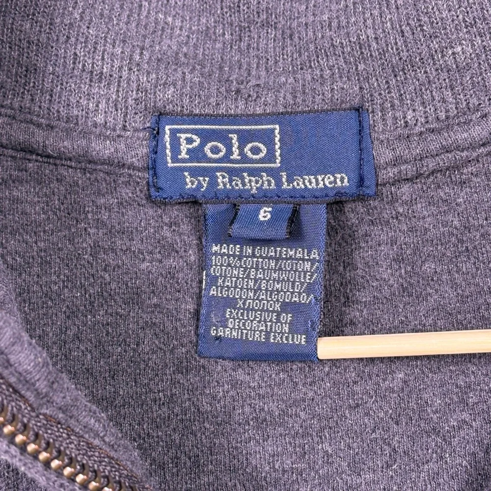 VTG Polo Ralph Lauren Gray Quarter Zip Long Sleeve Pullover Sweater‎ Boys Size 6